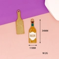 Detailed view of enamel beer bottle charm with dimensions 34x11mm for DIY jewelry - Beer Bottle (X-059) / Yellow Beer Bottle