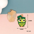 Detailed size view of the 25mm green owl enamel charm with dimensions and weight - Owl Style (F-151)