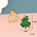 Detailed view of green enamel St. Patrick's Day clover charm with 19x25mm size markings - Horshoe Shamrock Style (F-151)