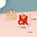 Detailed view of red Luck clover enamel charm showing 21.5mm size and 1.6g weight - 5 Red LUCK Style (F-151)