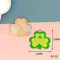 Close-up showing precise dimensions of green enamel clover shamrock pendant charm - 4LUCK Shamrock Style (F-151)