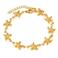 Elegant gold starfish charm bracelet with adjustable chain and lobster clasp closure - Circle of Starfish Bracelet (E2190)