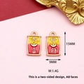 Double-sided Chinese style good luck alloy enamel charms for DIY jewelry making accessories - 1 Piece / Wishing You Prosperity
