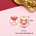Detail showing 15x12mm dimensions and double-sided design of Chinese style alloy enamel charm. - 1 Piece / Coin Pattern