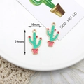 Χαριτωμένο σμάλτο κάκτος κρεμαστό 29x16mm για DIY κατασκευή κοσμημάτων πράσινο και ροζ - Κάκτος (S1) / Πακέτο 10 Τεμαχίων / 5# Κάκτος
