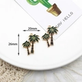 Nordic style palm tree enamel alloy charm pendant 26x20mm for DIY jewelry making accessories - 8# Coconut Tree