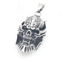 Gothic stainless steel skull pendant featuring a viking warrior helmet design for men jewelry - Viking Warrior Skull Style(KP117053-LU)