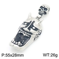Dark gothic demon mask and skull stainless steel pendant for men, 55x28mm large size - Prajna Demon Mask Style(KP117752-LU)