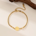 Elegantes goldenes Titanstahl-Armband mit chinesischem Fu-Anhänger im Mesh-Design - Fu Charakter Anhänger (QYE189) / Gold