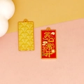 Chinese style red enamel blessing charm with gold wave pattern for DIY jewelry making - 10# Always Smiling