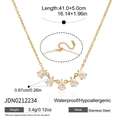 Elegante collar de acero dorado con circonitas de gota y detalles de dimensiones - Estilo de Cinco Gotas de Agua (JDN0212234) / 41+5cm