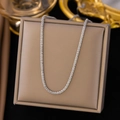 Macro detail of a silver-toned popcorn chain necklace on a luxury gift box - 【h6032】starry Night Necklace Steel Color