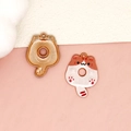 Detailed macro view showing the front and back of a kawaii cat donut charm accessory - Small Pink Cat Donut (F-175) / Pink