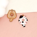Cute cat doughnut charms showing front and back details for DIY jewelry accessories and crafts. - Cow Cat Donut (F-175) / Black & White