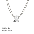 Collana a doppio strato con pendente perla 1,5x1,6cm, lunghezza 40+5cm, peso 12g - Collana con Perle Grandi / Colore Acciaio (QYH235)