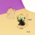 Detailed size view of an enamel black cat charm with floral and lamp motifs - Pothos Black Cat