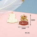 Detailed view of lucky cartoon bear enamel pendant charm showing 30mm x 29mm size dimensions - Cartoon Bear / Bear Style