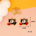 Detailansicht von Schulanhängern aus Legierung mit Maßen von 24x20 mm und 1,8 g Gewicht - Stil 20 Schwarze Tafel ABC (F-152)