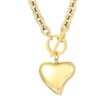 Elegante collar de corazón de acero de titanio dorado con cierre OT y cadena de eslabones O - Collar Dorado (KN230527-K)