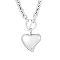 Collar de acero de titanio pulido con colgante de corazón y cierre de palanca OT - Collar Color Acero (KN230528-K)