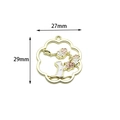 Detailed view of gold-tone cherry blossom and cat enamel charm with 27mm x 29mm dimensions - Cat In Flowers