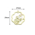 Gold alloy enamel pendant with white cat and flower design for DIY jewelry 27mm - Cat On Branch