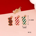 Close-up detail of colorful striped enamel candy charms with specific size measurements - Striped Candy / Red and Green