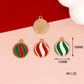 Emaille-Weihnachtssüßigkeiten-Anhänger für DIY-Schmuck, runde Anhänger 18x15mm, 1,3g - Wellenball