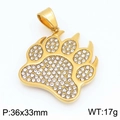 Golden hip hop bear paw pendant with white rhinestones and size specifications - Cross Pendant (KP117788-MZOZ)