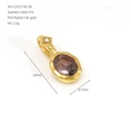 14K gold plated 316 stainless steel oval birthstone pendant in purple amethyst color - June Deep Purple Rhinestone