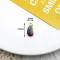 Small eggplant shaped alloy pendant with purple enamel finish and 17x8mm size markings - Eggplant (6#) / 10 Pieces Pack