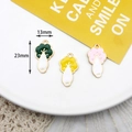 Set of three colorful Chinese cabbage alloy enamel charms for DIY jewelry making, 13x23mm - Green Cabbage (16#) / 10 Pieces Pack