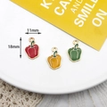 Set of 3 colorful bell pepper enamel charms with dimension labels - Red Pepper (19#) / 10 Pieces Pack