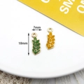 Small alloy enamel wheat ear charms in green and yellow for jewelry making, 7x18mm - Green Barley (22#) / 10 Pieces Pack