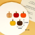 Macro view of enamel pumpkin pendants showing 23x20mm dimensions and 1.6g weight for DIY craft - Pumpkin / Red