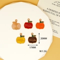 Detailed macro view of colorful pumpkin enamel charms showing size and weight specs - Letter Pumpkin / Red