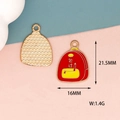 Close-up detail of red enamel exam blessing charm with 21.5mm and 1.4g measurement - Pass Bag Style (D-085) / Red