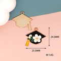 Detailed view of graduation cap charm with flower pattern and dimensions - Magnolia Academic Cap Style (D-085)