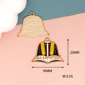 Detailed view of graduation season alloy enamel charm with 30mm x 25mm size markings - Yellow Academic Gown Style (D-085)