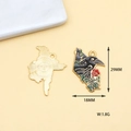 Vue détaillée de la breloque corbeau et rose en alliage avec mesures 29mm x 18mm - Corbeau Rose