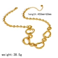 Statement chunky gold chain necklace with irregular oval links, 18k gold plated stainless steel - Round Ring Splicing Necklace (TN3698) / Gold