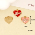 Vista dettagliata di ciondoli a cuore in smalto con testo Love e dimensioni di 14x15 mm e peso - Stile Cuore LOVE Rosso (8) / Rosso