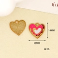 Dettaglio del ciondolo a cuore in smalto, dimensioni 14x15mm, con dolce motivo donut - Stile Cuore Ciambella (21) / Multicolore