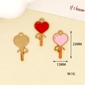 Vista dettagliata dei ciondoli a cuore smaltati con dimensioni 22mm x 12mm e peso di 1g - Stile Cuore Palloncino Rosso (23) / Rosso