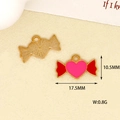 Dettaglio ciondolo a forma di caramella cuore in lega, dimensioni 17,5 mm x 10,5 mm - Stile Cuore Caramella (21) / Rosa