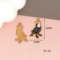 Mystical gothic alloy enamel bird woman pendant charm with crown in golden finish - Bird Queen / Pendant Only (26x16mm)