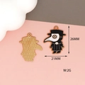 Plague doctor enamel charm for DIY jewelry, 26x21mm dark messenger pendant alloy - Pendant Only (26x21mm)