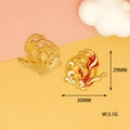 Detailansicht der Emaille-Koi-Anhänger mit Maßen von 29 mm x 30 mm und Gewicht. - Hohles Design Im Chinesischen Stil / Roter Kreis-Koi