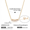 Gold stainless steel necklace with rectangular zircon pendant and adjustable chain - Curved Baguette Zirconia Necklace (JDN0311116)