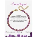 Close-up of amethyst beaded bracelet with gold spacers and adjustable lobster clasp closure - Amethyst Bracelet